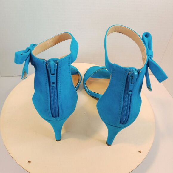 BISOU BISOU Women's Zipper Back & Side Bow Open Toe 3" Heels Size 7 - Picture 5 of 11